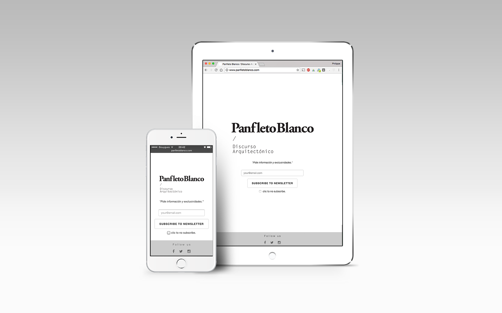 Landing page  Panfleto Blanco Philippe Barthelemy